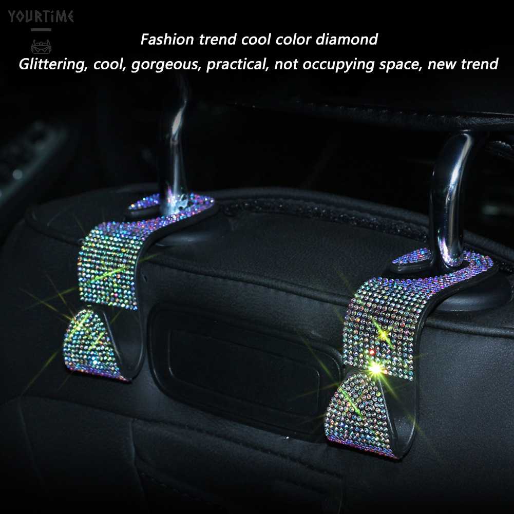 Móc Treo Túi Xách Gắn Sau Ghế Xe Hơi Đính Đá Pha Lê Giá Đỡ