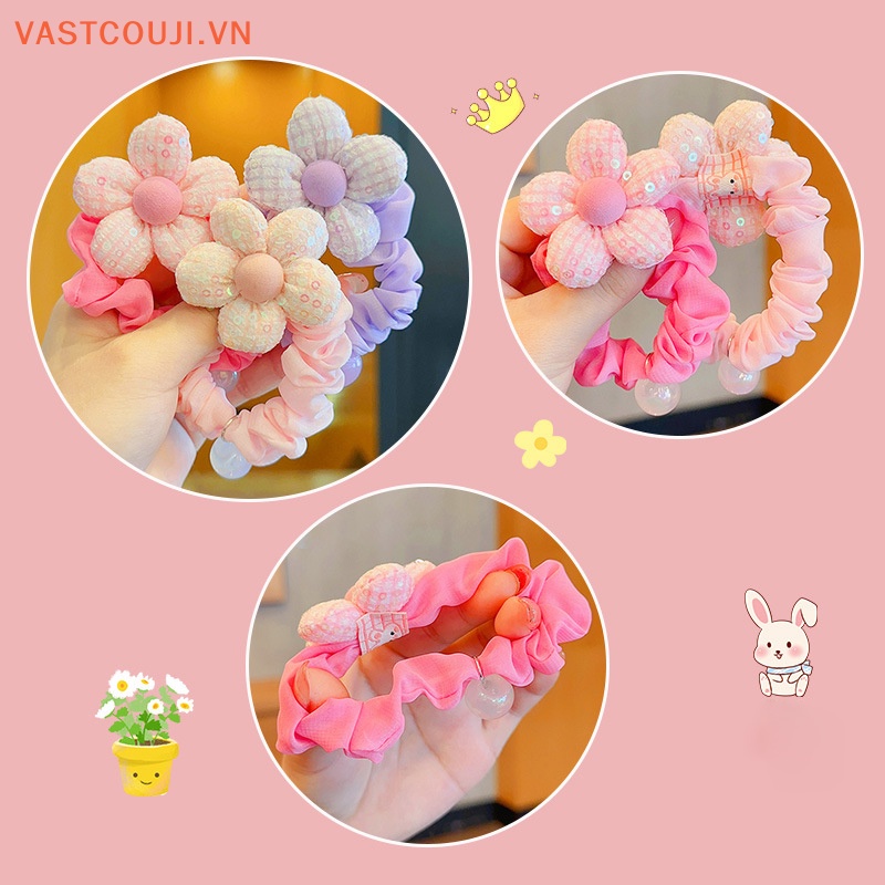 1 Dây Cột Tóc Đính Hoa Kim Sa Lấp Lánh Dễ Thương Cho Bé Gái