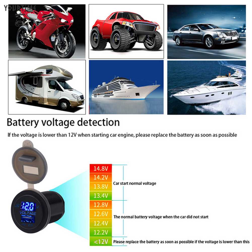 Thiết Bị Sạc Điện Thoại USB 12V Màn Hình LED Hiển Thị Vôn Kế Hai Trong Một Cho Xe Hơi