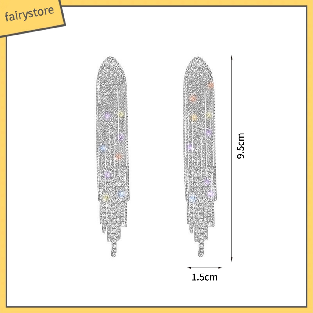 1 Đôi Bông Tai Dáng Dài Bằng Kim Loại Đính Đá Phong Cách Bohemian Thời Trang