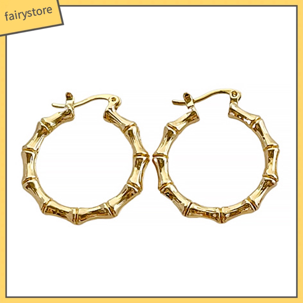 1 Đôi Bông Tai Hình Tròn Bằng Tre Thời Trang Dành Cho Nữ