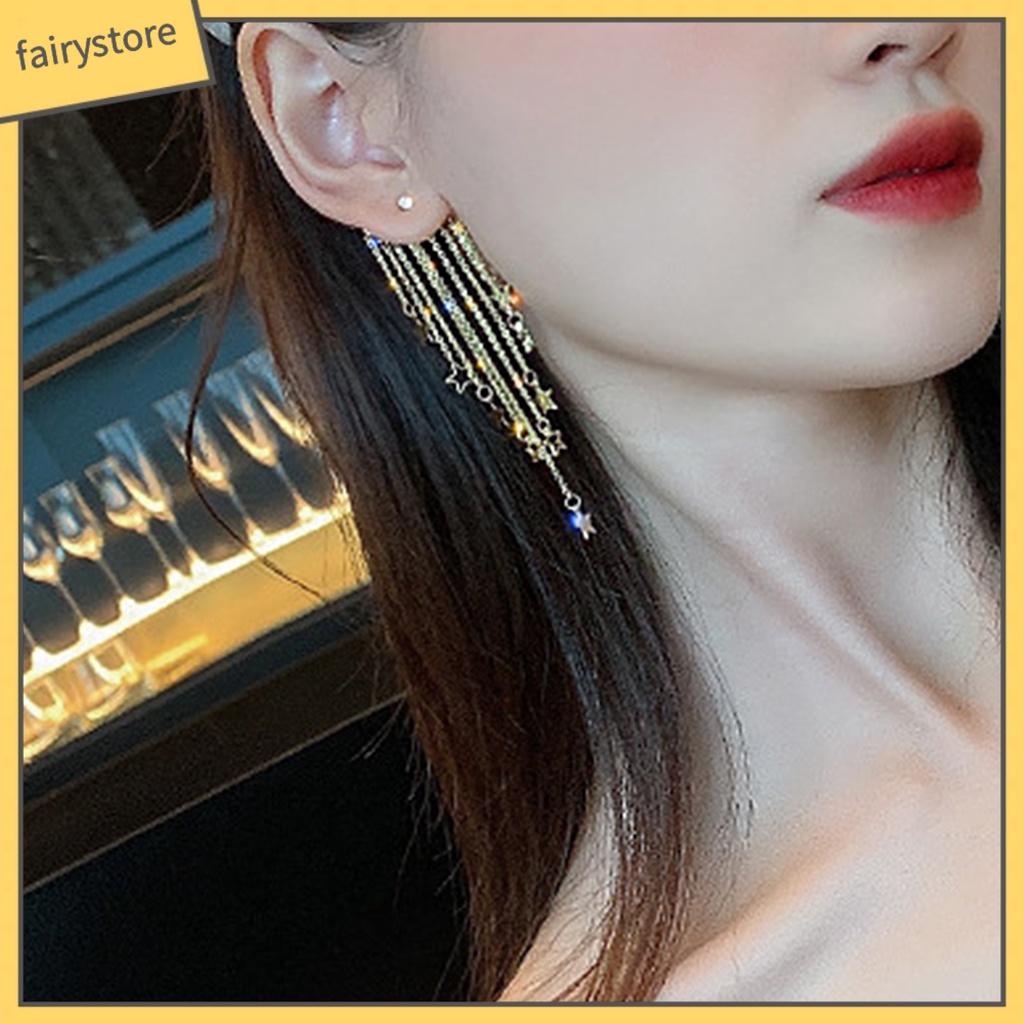 1 Cặp Bông Tai Hình Ngôi Sao Năm Cánh Dát Đá Hình Học Dát Thả Hàng Ngày [FRO] [FRO] 1 Cặp Bông Tai Hình Học