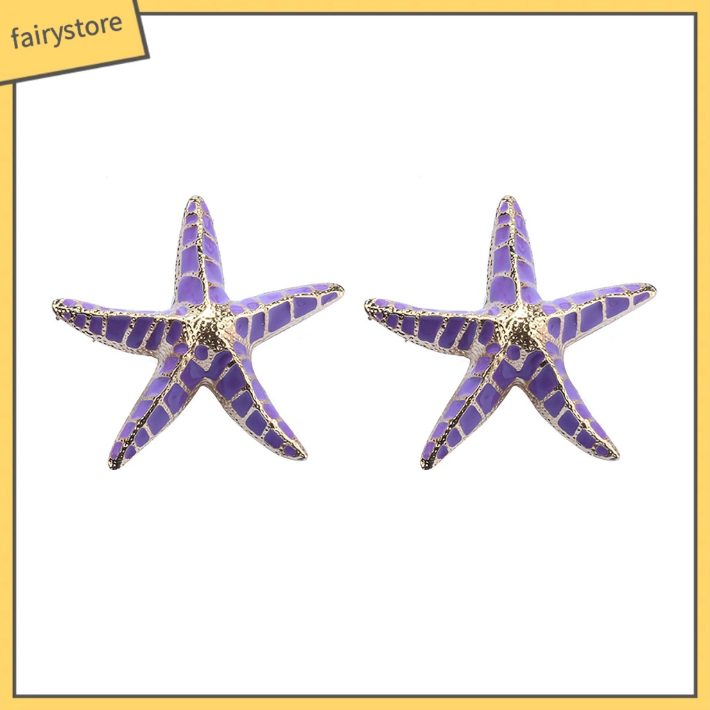 1 Đôi Bông Tai Hình Sao Biển 3D Màu Sắc Tương Phản Phong Cách Bohemia Dành Cho Nữ
