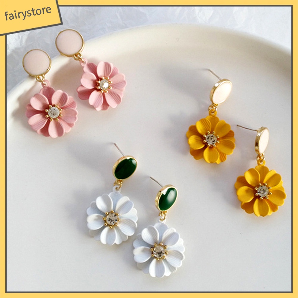 Bông Tai Hình Hoa Đính Đá Thời Trang Dành Cho Nữ