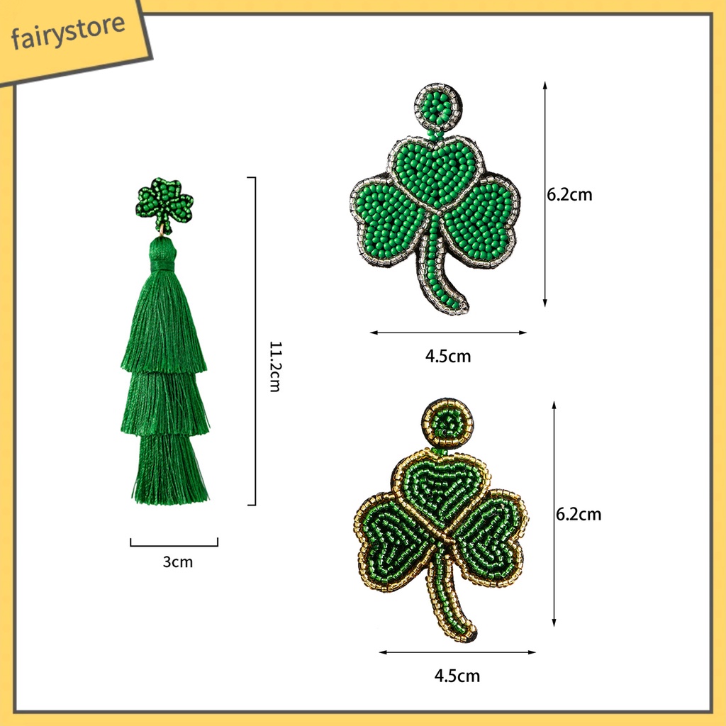 [FRO] 1 Đôi Bông Tai Lủng Lẳng Xỏ Hạt Hình Học Cá Tính Bắt Mắt Không Khí Thả Vào Lễ Hội Màu Xanh Lá Cây Nhỏ Gọn Làm Quà Tặ