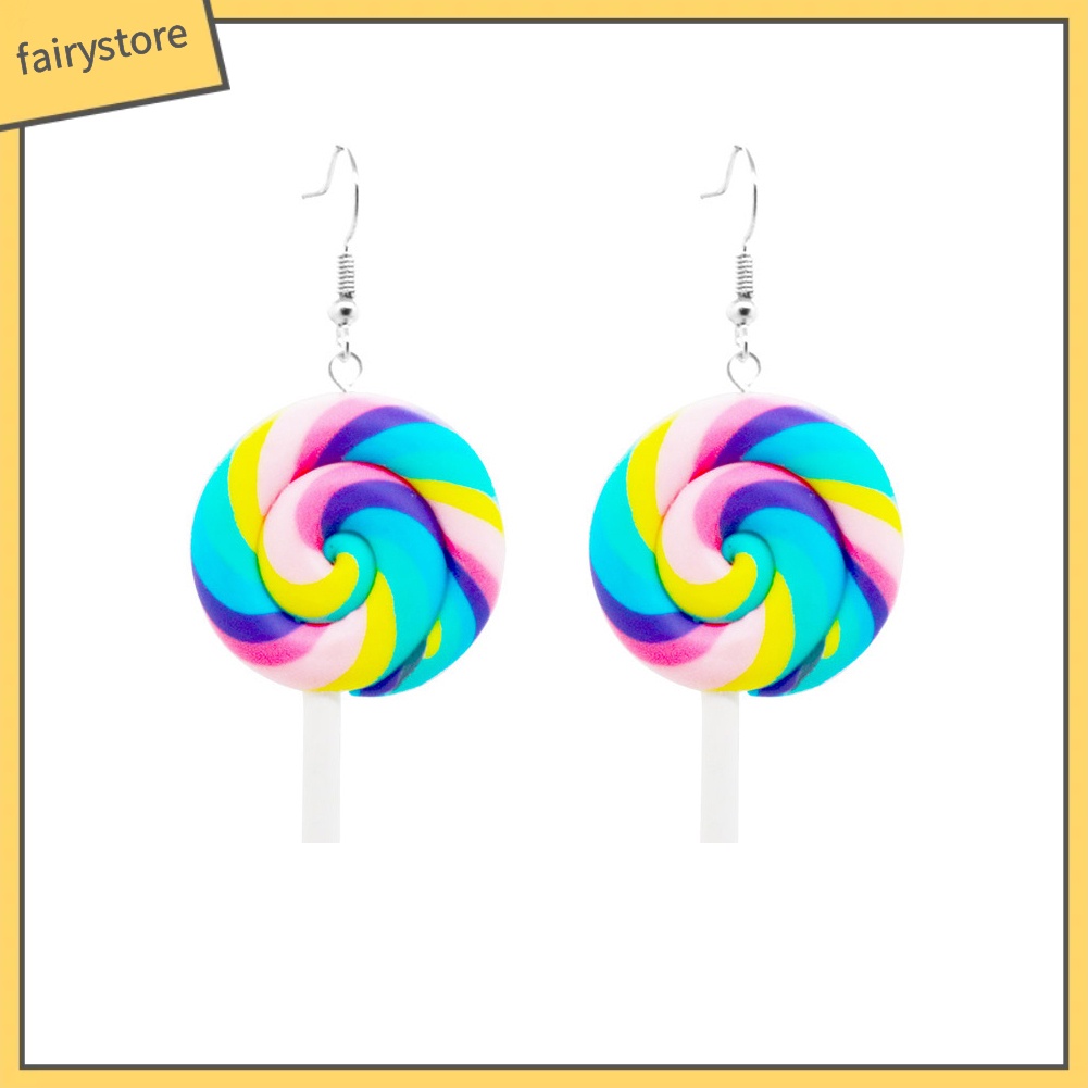 Bông Tai Hình Kẹo Mút Màu Cầu Vồng Thời Trang Cho Nữ