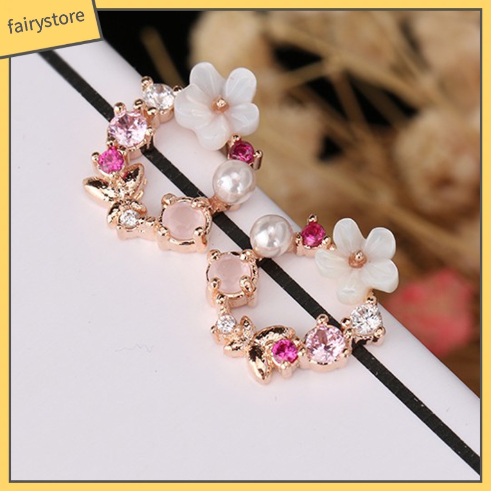 Bông Tai Hình Vòng Hoa Bằng Hợp Kim Nhiều Màu Thời Trang Cho Nữ