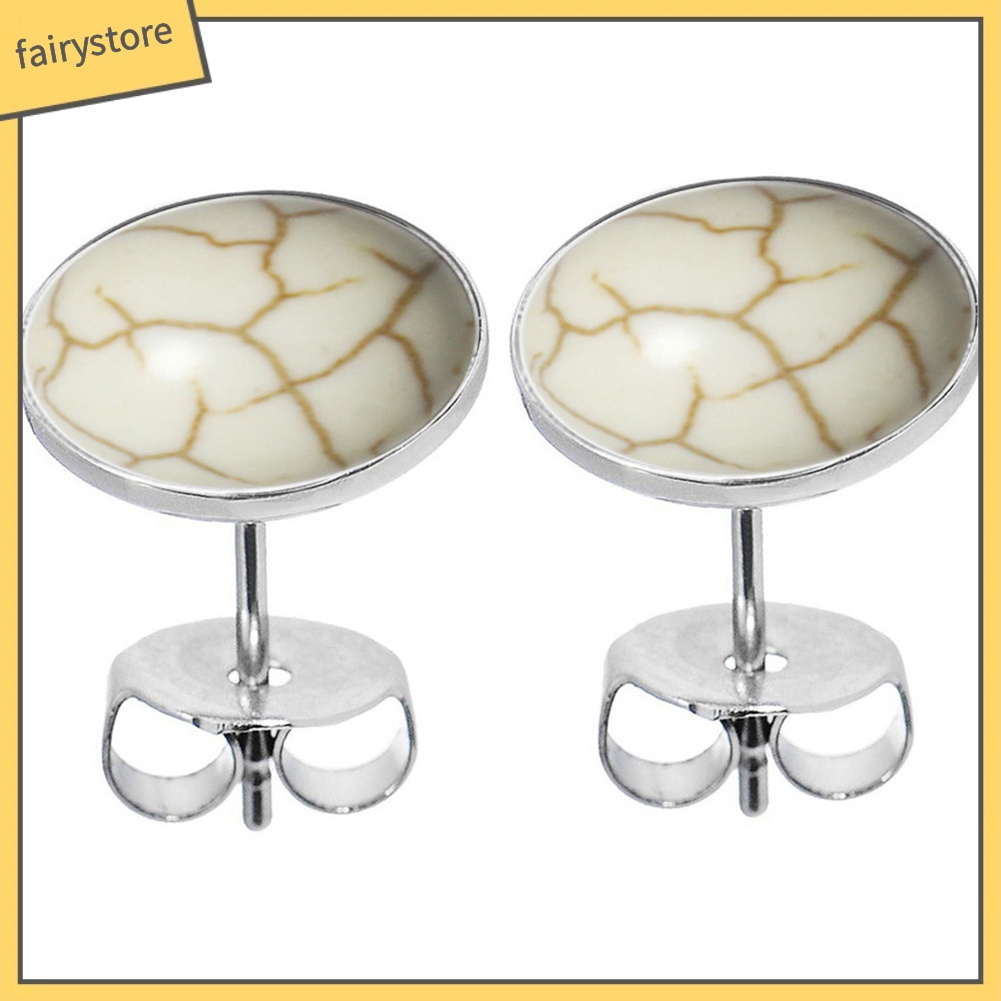 Khuyên Tai Đính Đá Ngọc Lam Nhân Tạo Hình Tròn Lớn Đơn Giản Thời Trang Dành Cho Nữ