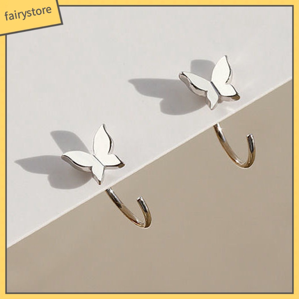 1 Đôi Bông Tai Xỏ Hình Hoa Bướm Sáng Lấp Lánh Dành Cho Nữ