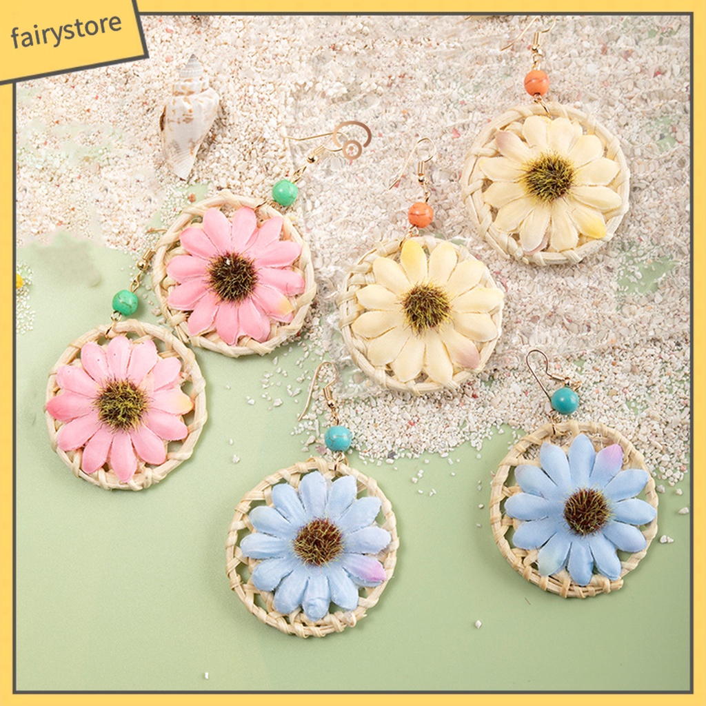 1 Đôi Bông Tai Hình Học Dáng Dài Hình Hoa Thời Trang Cho Nữ