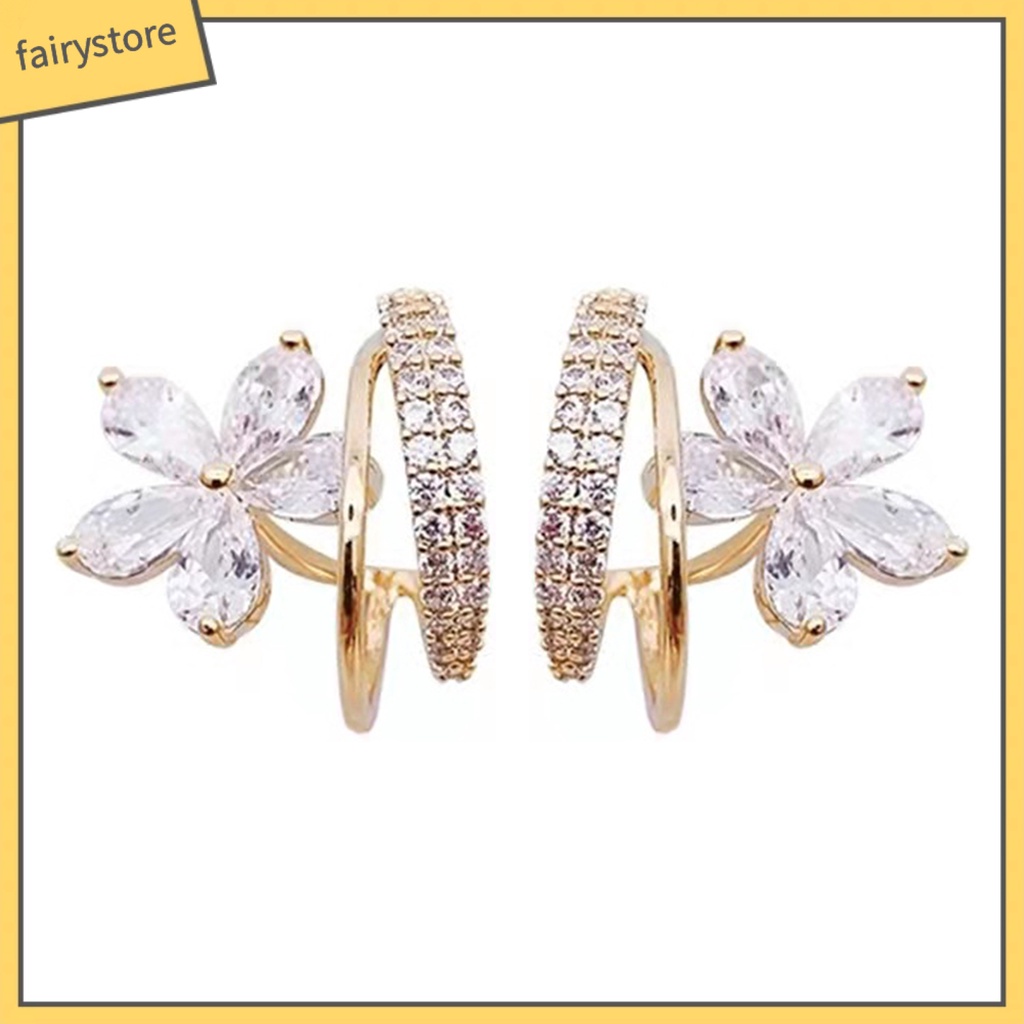 1 Đôi Bông Tai Hình Hoa Đính Đá Lấp Lánh Thời Trang Cao Cấp Dành Cho Nữ