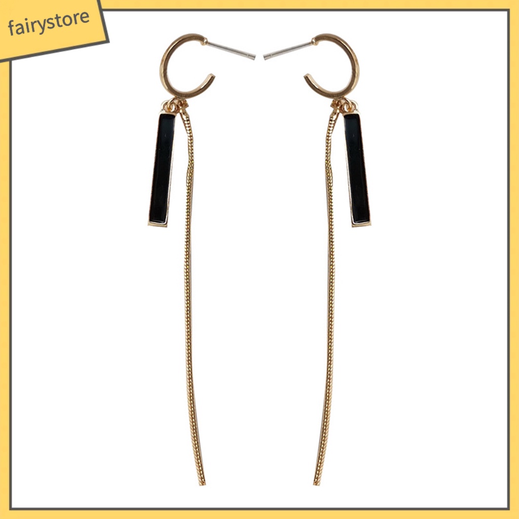 1 Cặp Bông Tai Dáng Dài Viền Lá Tua Rua Màu Sắc Tương Phản Cổ Điển Thời Trang Cho Nữ