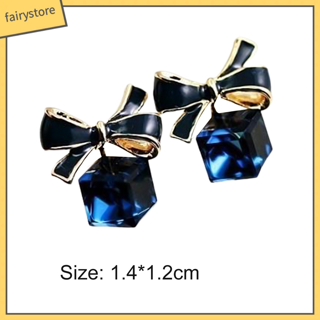 1 Đôi Bông Tai Hình Nơ Đính Pha Lê Giả Thời Trang Dành Cho Nữ