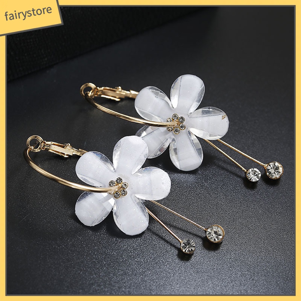 Bông Tai Hình Tròn Cỡ Lớn Đính Đá Phối Tua Rua Thời Trang Cho Nữ