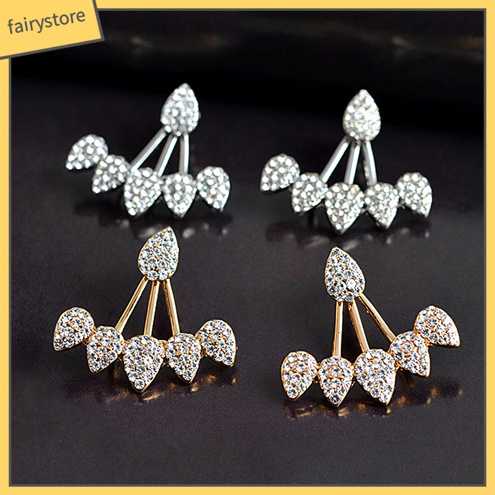 Bông Tai Đinh Tán Hình Giọt Nước Đính Đá Sang Trọng Cho Nữ