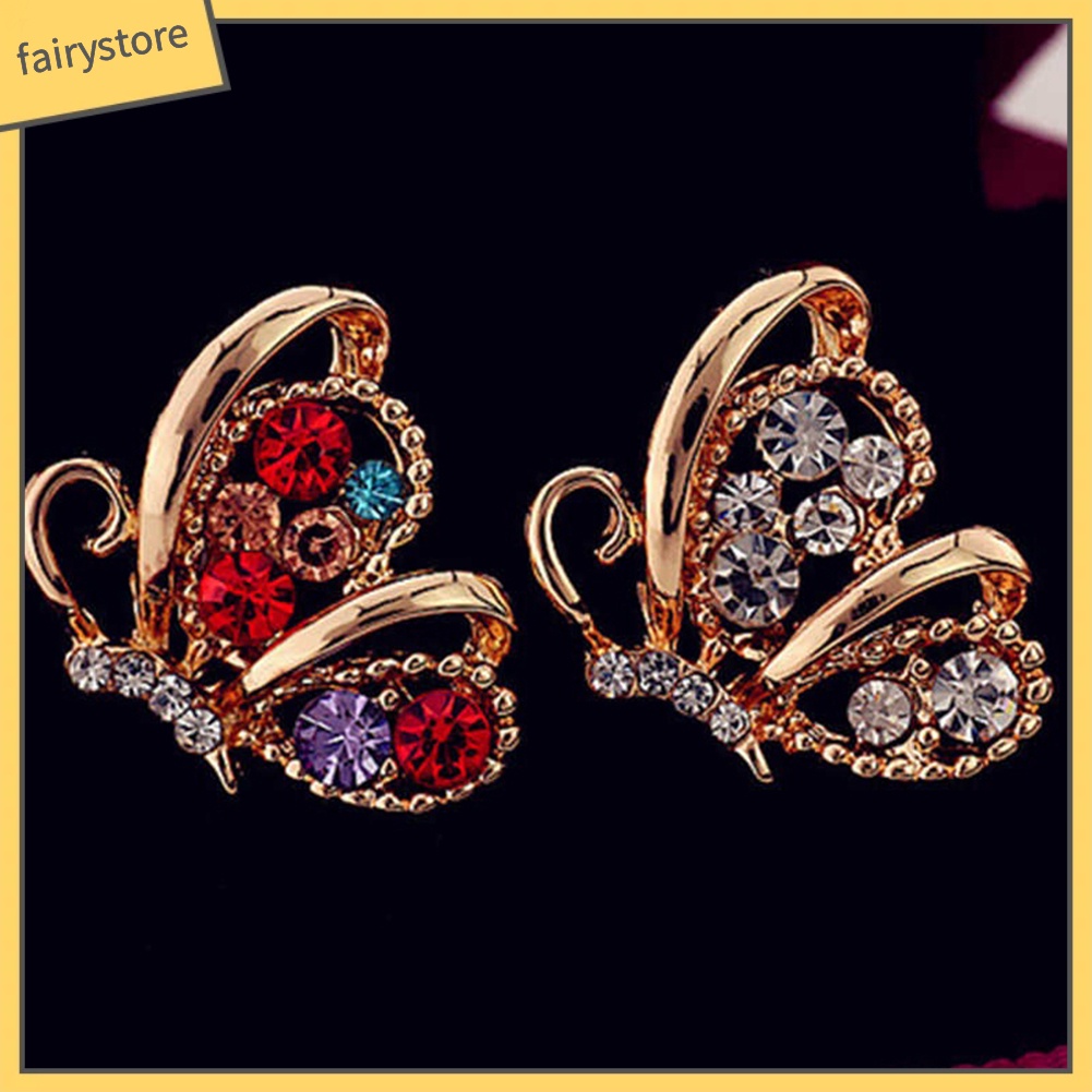 Bông Tai Hình Bướm Đính Đá Thời Trang Dành Cho Nữ