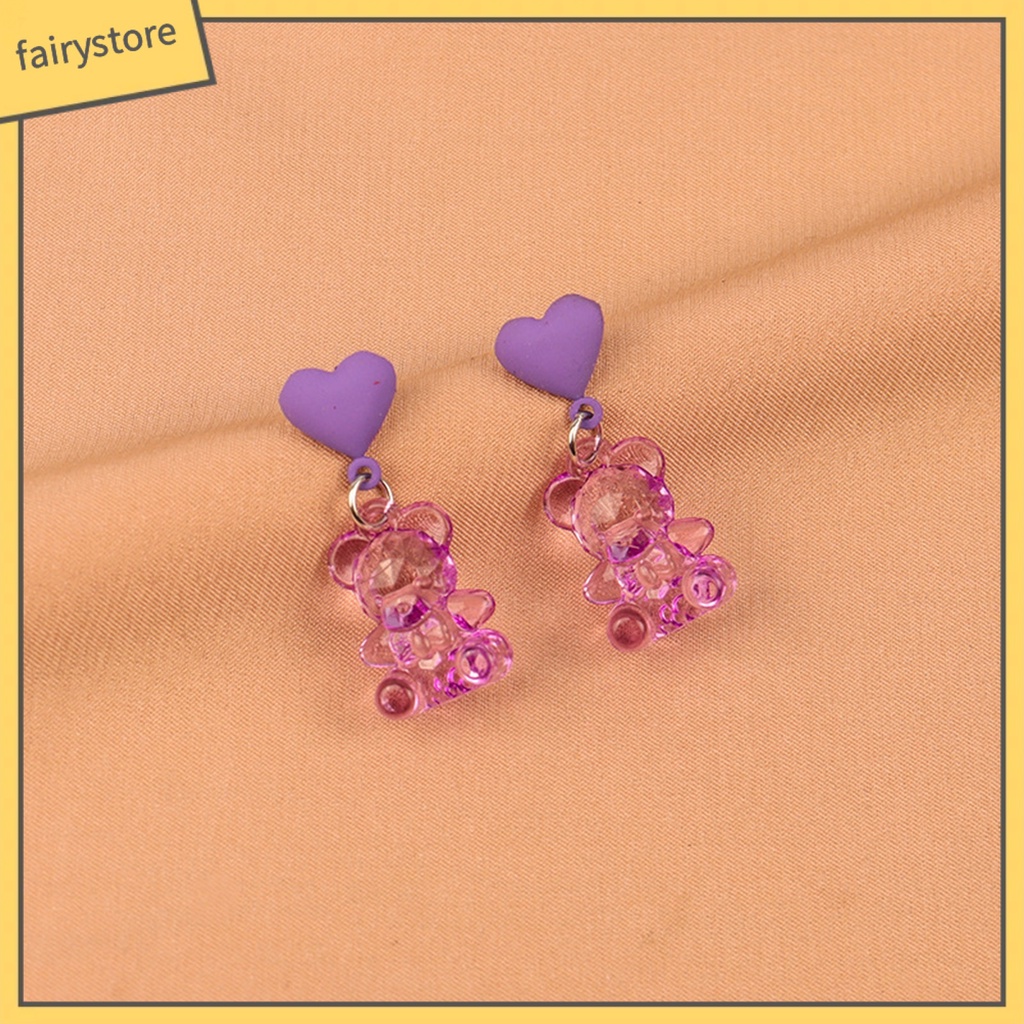 1 Đôi Bông Tai Hình Gấu Hoạt Hình Dễ Thương