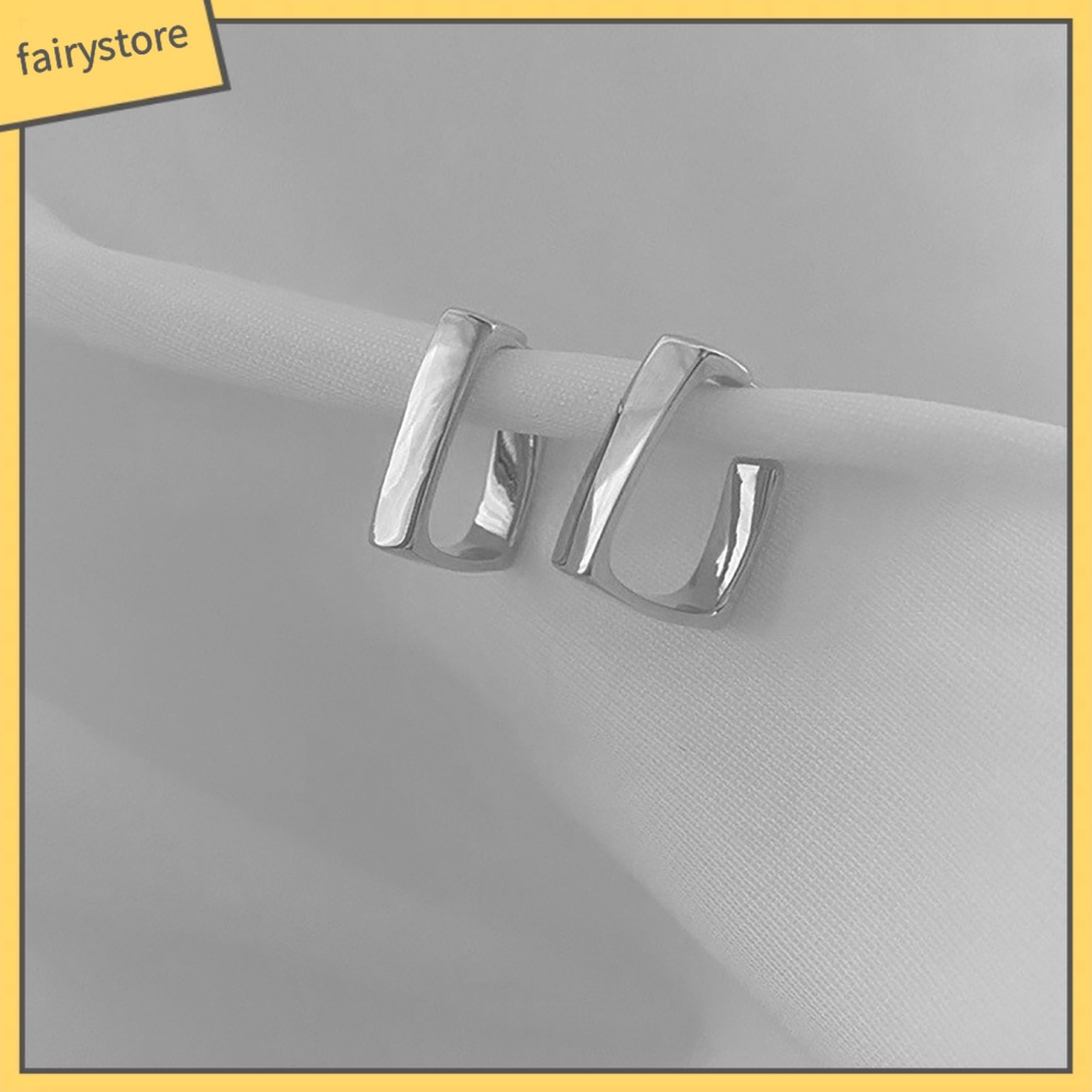 [FRO] 1 Đôi Bông Tai Dạng Vòng Hình Học Không Gây Dị Ứng Cá Tính Tuyệt Vời Không Gây Đau Cho Nữ Dating