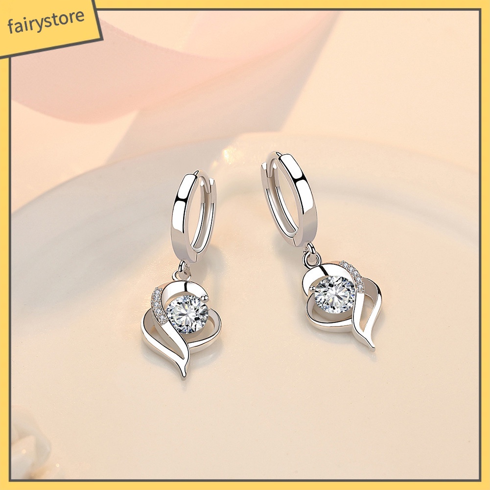 Bông Tai Hình Trái Tim Xoắn Đính Đá Thời Trang Dành Cho Nữ