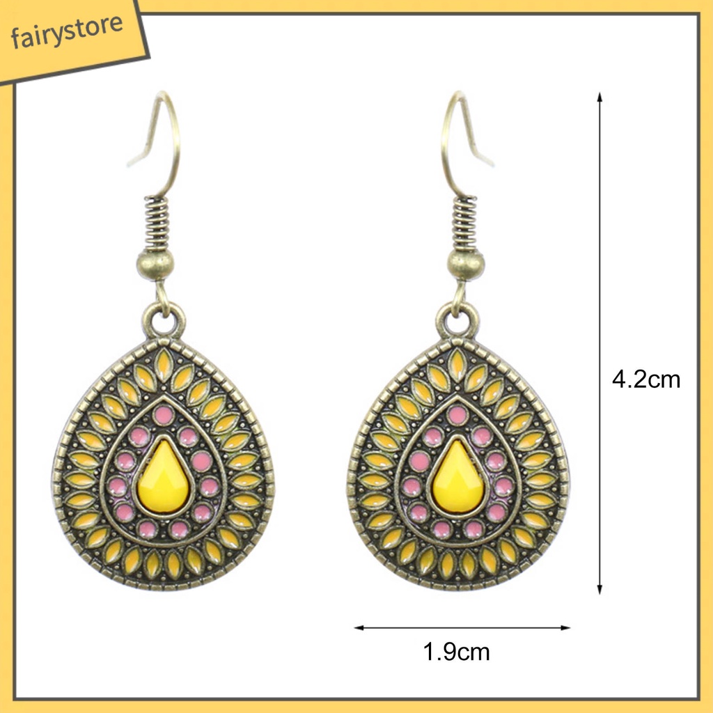 1 Đôi Bông Tai Hình Giọt Nước Đính Kim Tuyến Phong Cách Bohemia Dành Cho Nữ