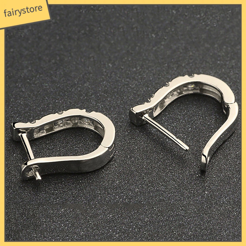 1 Đôi Bông Tai Chữ U Đính Đá Thời Trang Dành Cho Nữ