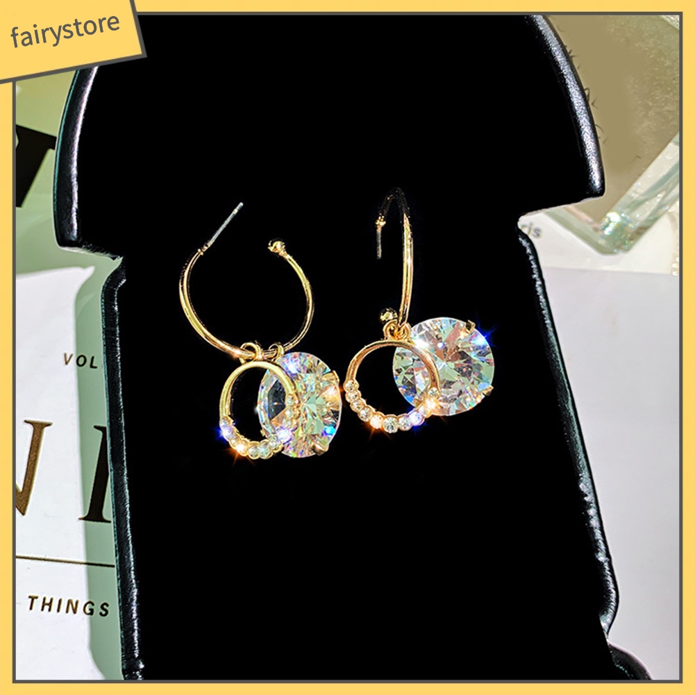 Bông Tai Hình Tròn Đính Đá Thanh Lịch Dành Cho Nữ