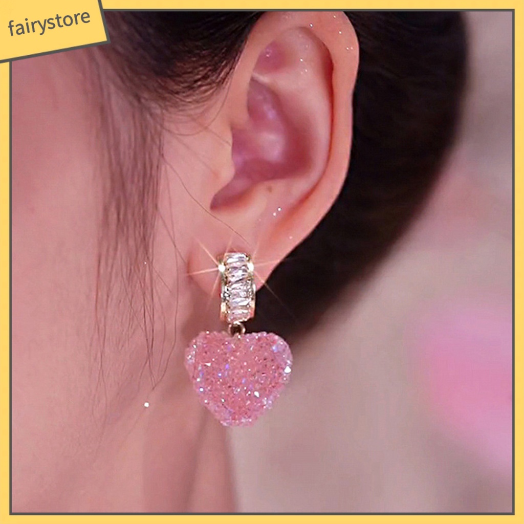 1 Đôi Bông Tai Hình Học Đính Đá Zirconia Màu Hồng Chống Rơi Vỡ Thích Hợp Làm Quà Sinh Nhật Cho Bạn Gái