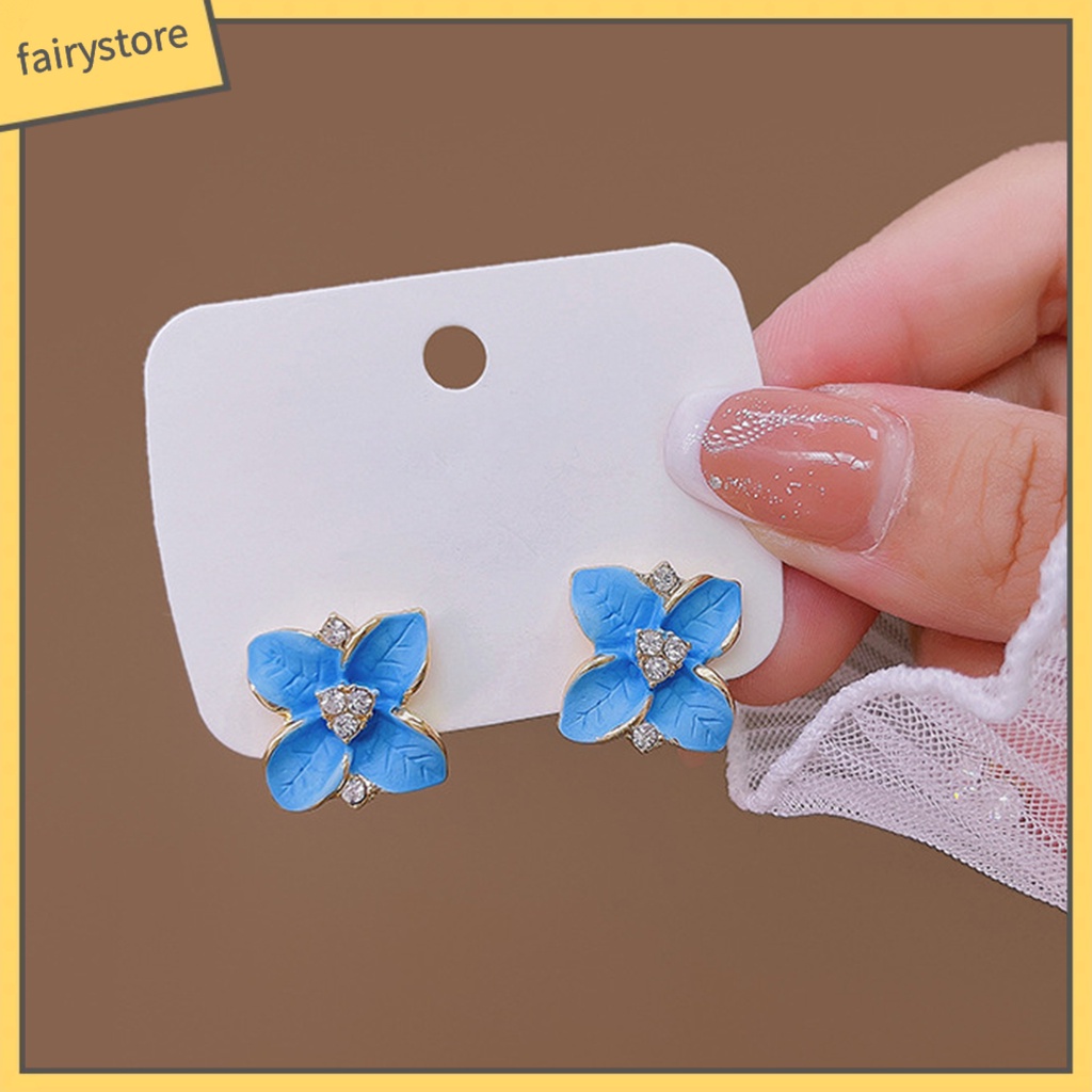 1 Đôi Bông Tai Hình Học Đính Đá Lấp Lánh Thời Trang Cho Nữ