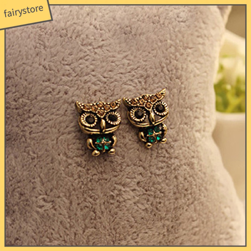 1 Đôi Bông Tai Hình Chim Cú Bằng Hợp Kim Dễ Thương Phong Cách Vintage Dành Cho Nữ