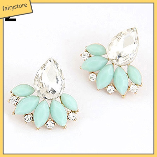 Đôi Bông Tai Hình Giọt Nước Đính Đá Thời Trang Cho Nữ