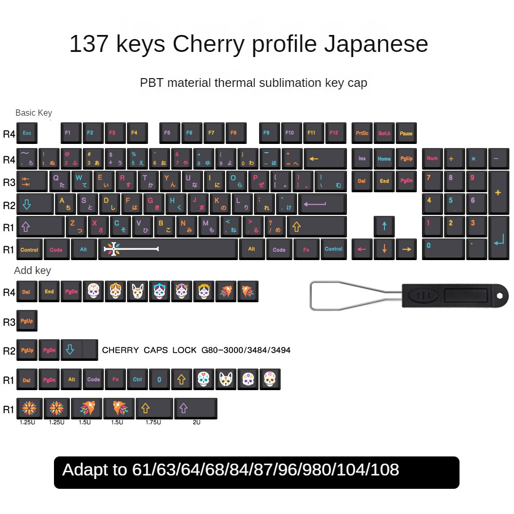 Mictl n Bộ Bàn Phím Cơ PBT Tăng Chiều Cao Năm Mặt Thay Thế Giới Dưới Lòng Đất Cho GMK