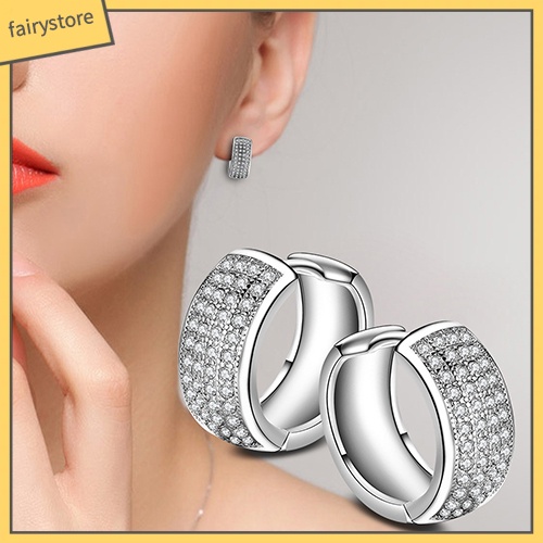 Bông Tai Tròn Đính Đá Zircon Lấp Lánh Dành Cho Nữ