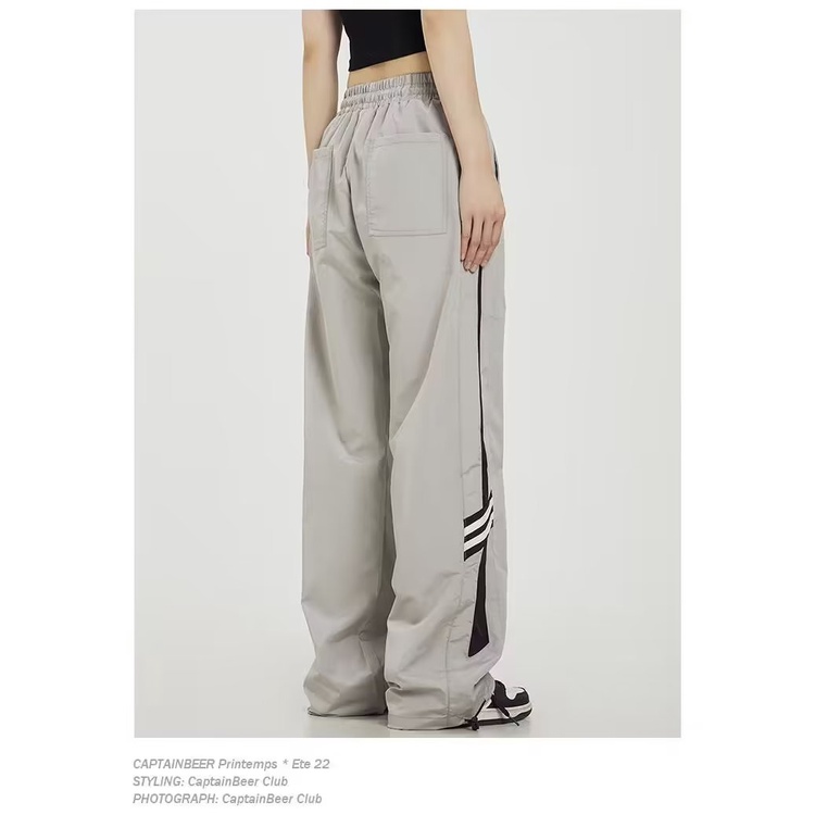 Quần Thể Thao Dài Ống Đứng Phối Sọc Đơn Giản Thời Trang Theo Phong Cách Mỹ Cho Cả Nam Và Nữ