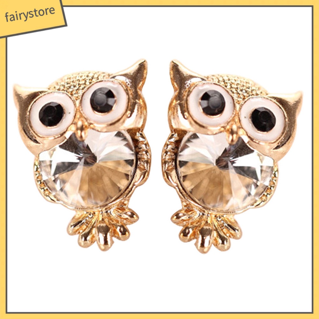 Đôi Bông Tai Hình Con Cú Đính Đá Thời Trang Cho Nữ