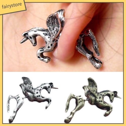 Khuyên Tai Hình Ngựa Bay Phong Cách Punk Vintage Sáng Tạo