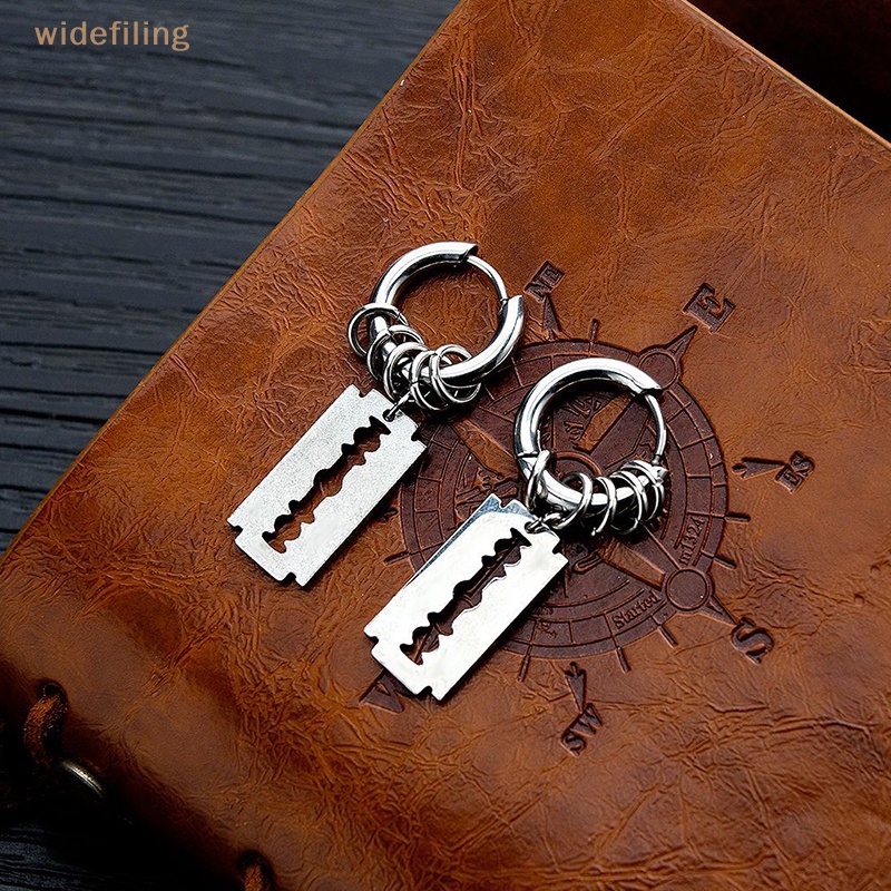 1 Đôi Bông Tai Hình Lưỡi Dao Cạo Rỗng Bằng Thép Không Gỉ Phong Cách Punk Hip Hop Thời Trang Cho Nam Và Nữ