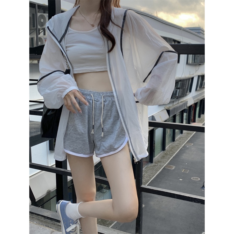 Suxi Áo Khoác Thể Thao Chống Nắng Dáng Rộng Màu Sắc Tương Phản Điều Hòa Không Khí Đơn Giản Mùa