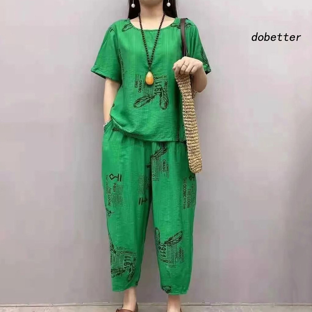 Bộ Đồ Ngủ 2 Món Áo Cổ Tròn Tay Ngắn Phối Quần Short Lưng Thun Mềm Mại Thoáng Khí Thời Trang Mùa Hè Cho Bạn Gái