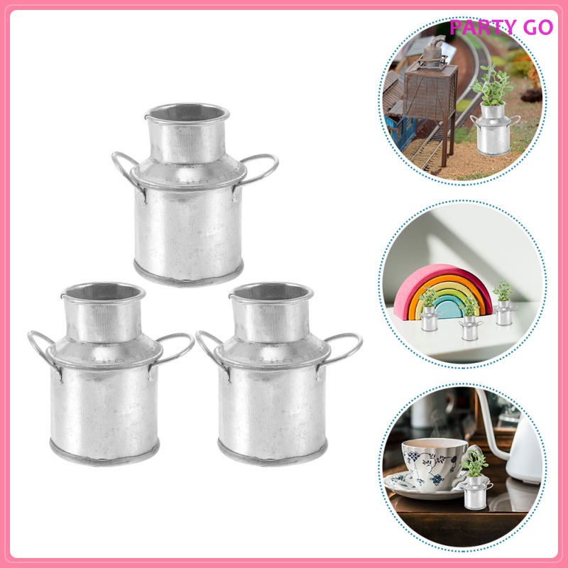Set 3 Bình Sữa Bình Thiếc Mini Trang Trí Nhà Búp Bê / Tiểu Cảnh