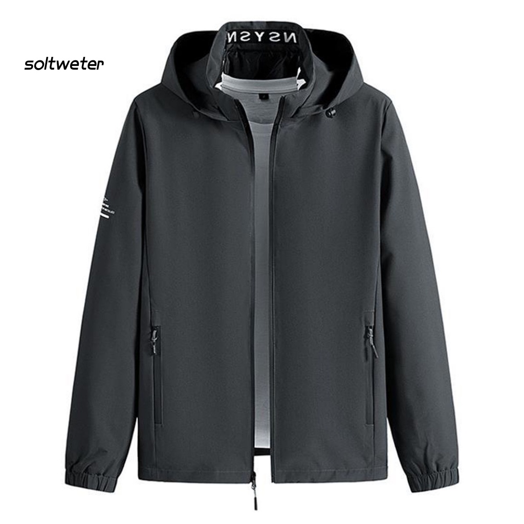 Áo Khoác Màu Trơn Có Nón Phối Túi Có Khóa Kéo Có Thể Tháo Rời Thời Trang Đường Phố Cho Nam