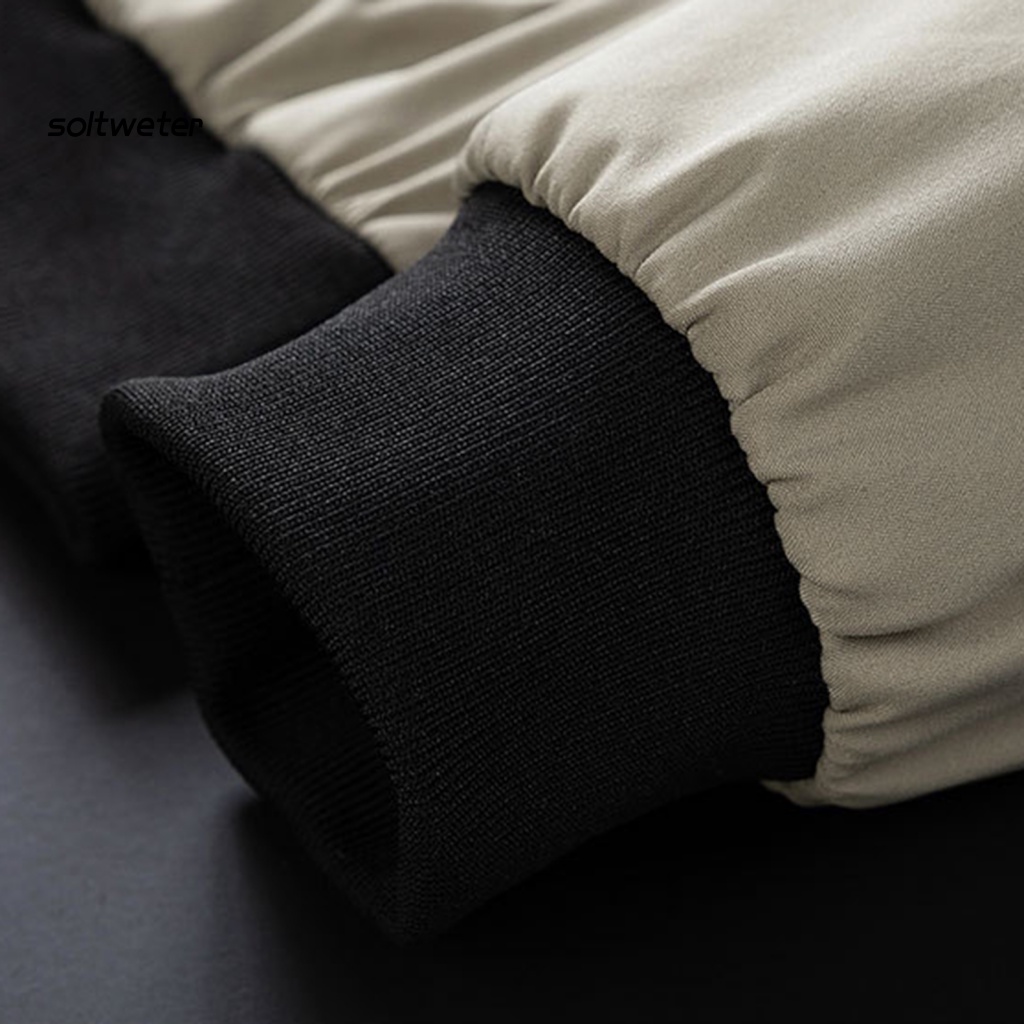 Áo Khoác Bóng Chày Cổ Đứng Dáng Rộng Màu Trơn Có Khóa Kéo Thời Trang Đường Phố Mùa Thu Cho Nam