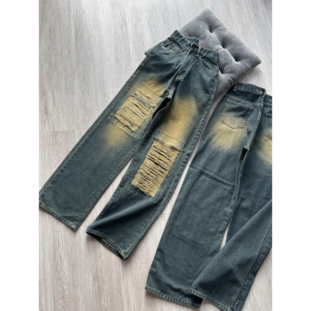 Quần Suông Qc màu bụi rách kiểu dài 105cm Q300