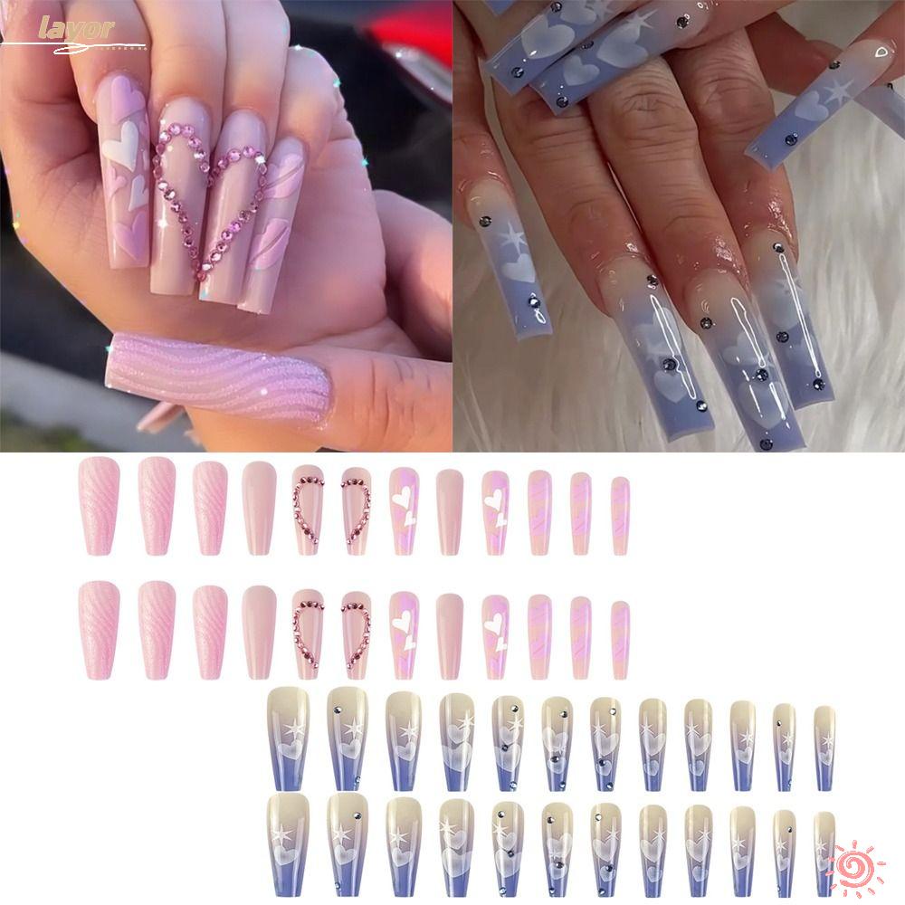 Bộ Móng Tay Giả Đầu Vuông Dạng Nhấn DIY