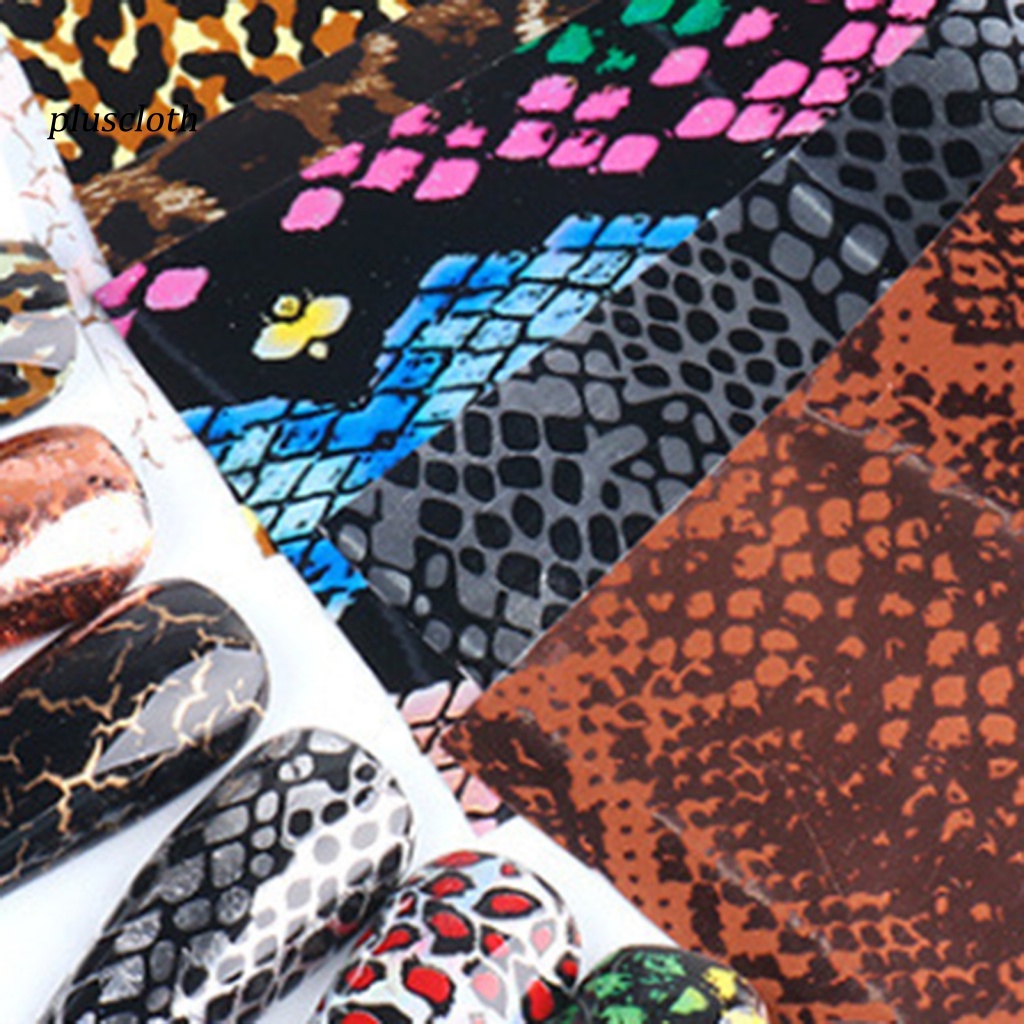 Set 10 Miếng Dán Trang Trí Móng Tay Họa Tiết Da Báo Cho Nữ