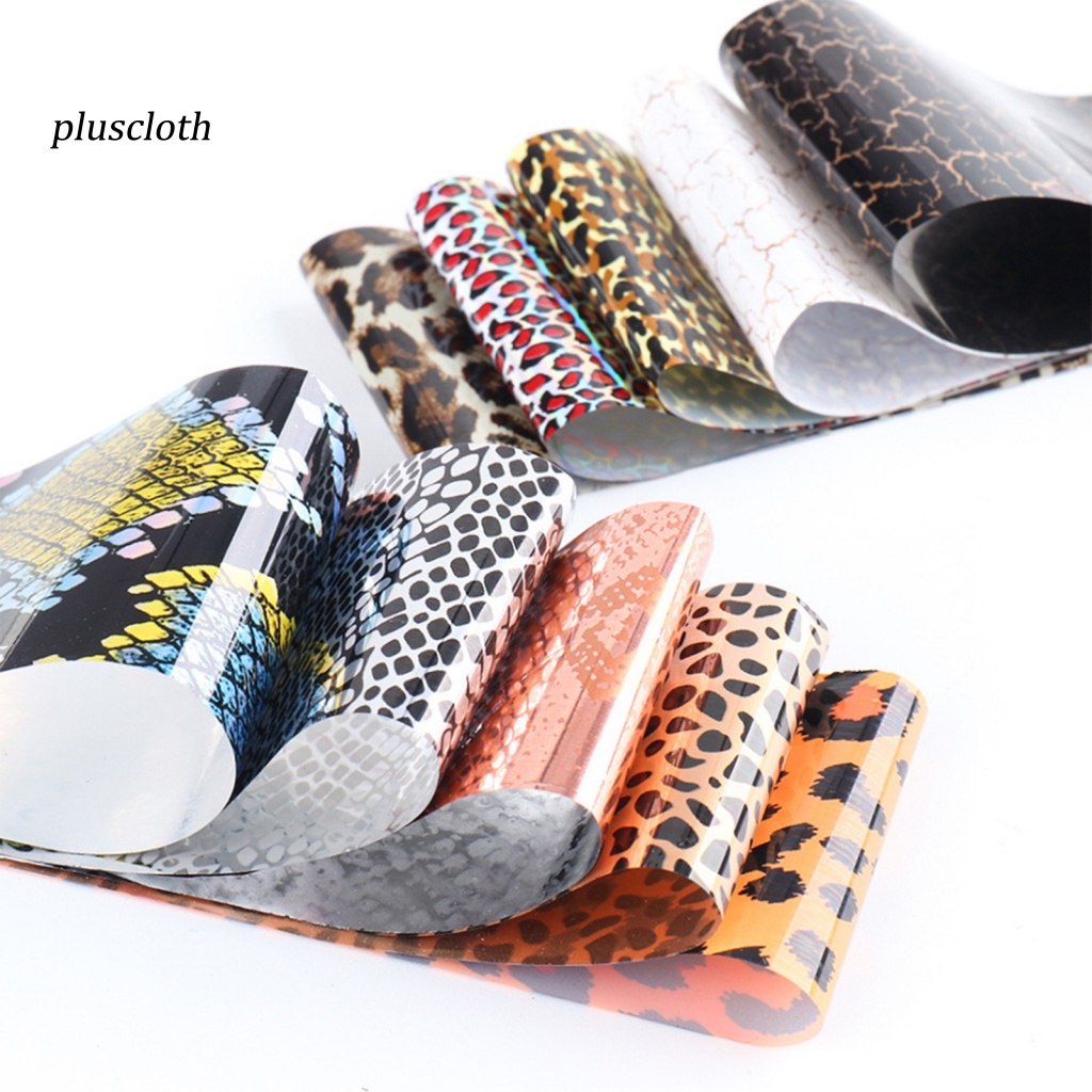 Set 10 Miếng Dán Trang Trí Móng Tay Họa Tiết Da Báo Cho Nữ