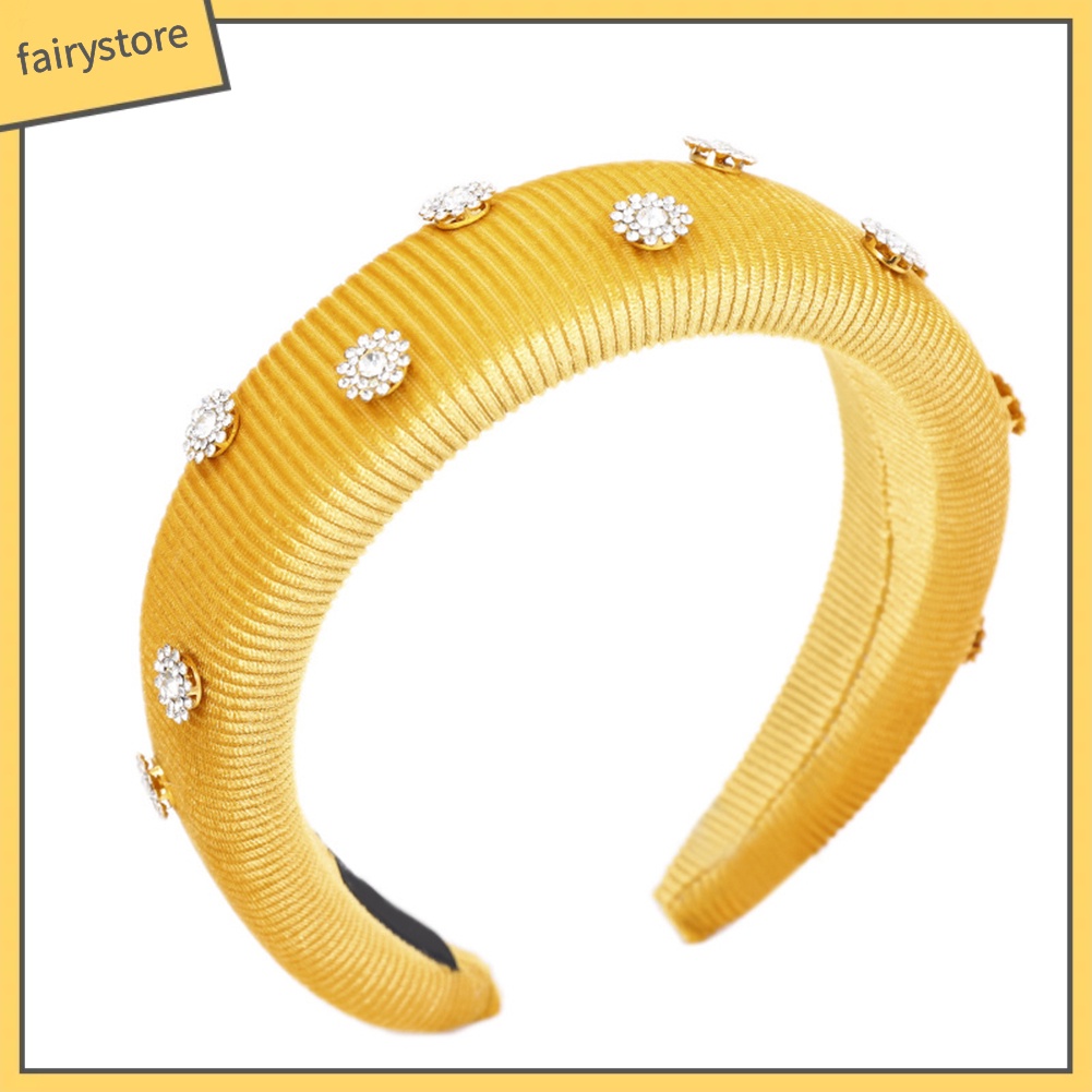 Băng Đô Cài Tóc Bằng Mút Xốp Dày Đính Đá Hình Hoa Cho Nữ