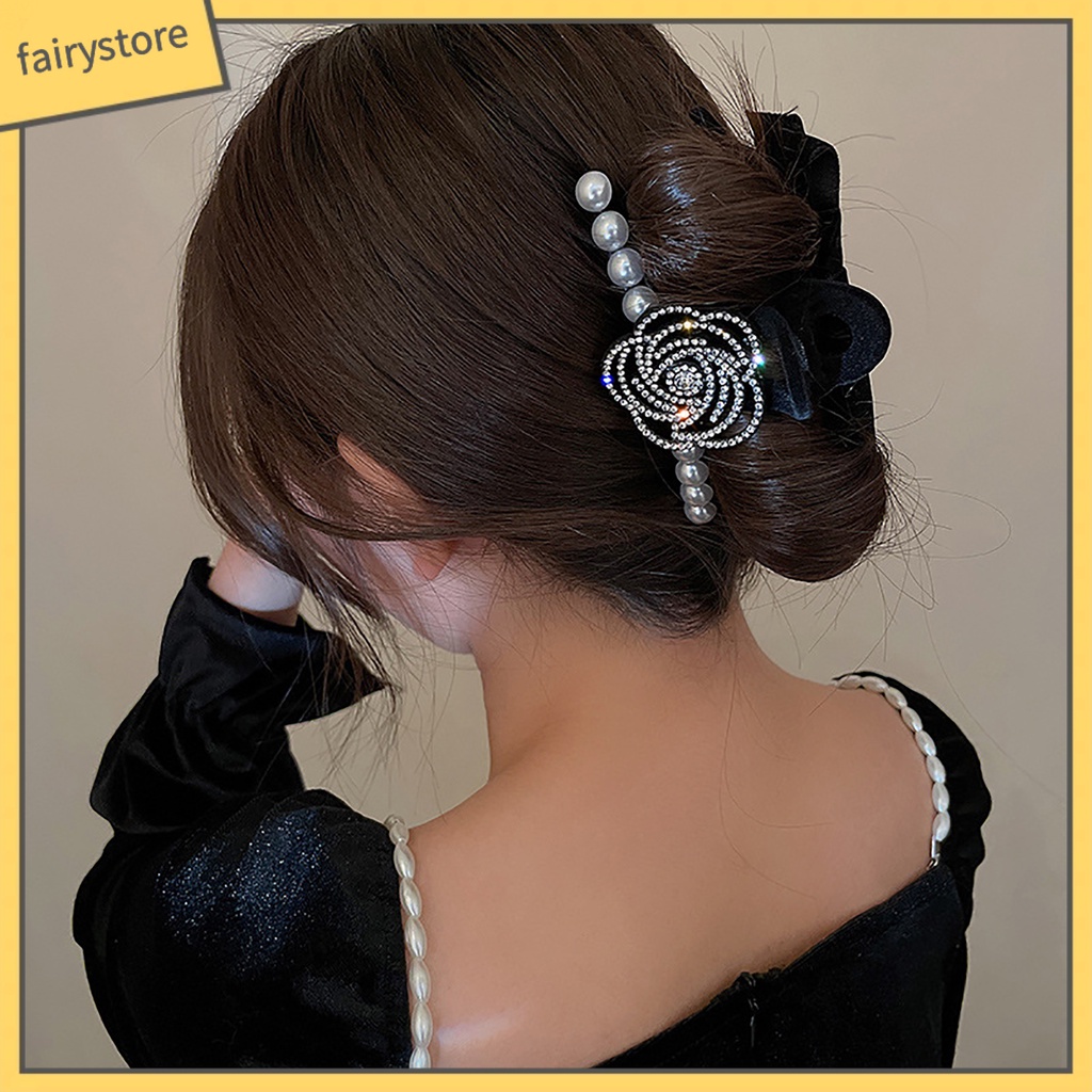 Kẹp Tóc Càng Cua Mini Đính Ngọc Trai Nhân Tạo Xinh Xắn Cao Cấp Chống Trượt Cho Nữ