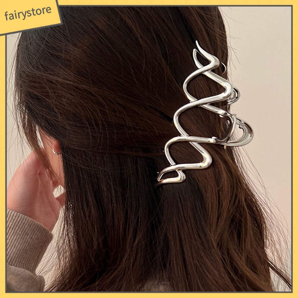 Kẹp Tóc Dạng Gợn Sóng Màu Trơn Co Giãn Chống Trượt Bằng Thép Không Gỉ