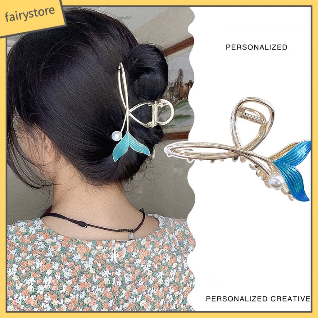 Kẹp Tóc Đính Ngọc Trai Giả Hình Đuôi Cá Mập Độc Đáo