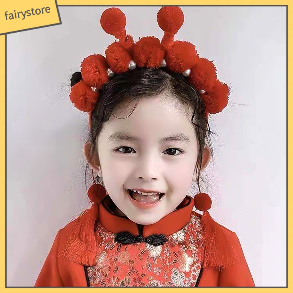 Băng Đô Cài Tóc Chống Trượt Thiết Kế Tua Rua Phong Cách Trung Hoa Mừng Năm Mới